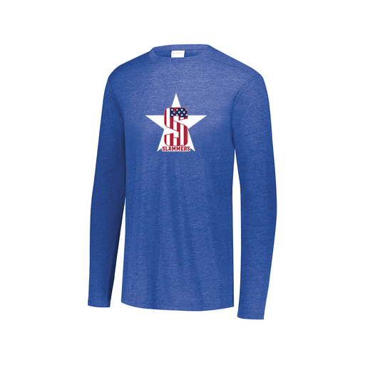 [FTLCUBRY-AXS-LOGO3] Decker Men's Tri-Blend T-Shirt - Long Sleeve (Adult XS, Royal, Logo 3)