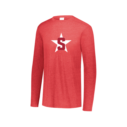 [FTLCUBRD-AXS-LOGO2] Decker Men's Tri-Blend T-Shirt - Long Sleeve (Adult XS, Red, Logo 2)