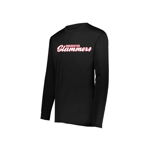 [222823.080.S-LOGO1] Youth LS Smooth Sport Shirt (Youth S, Black, Logo 1)