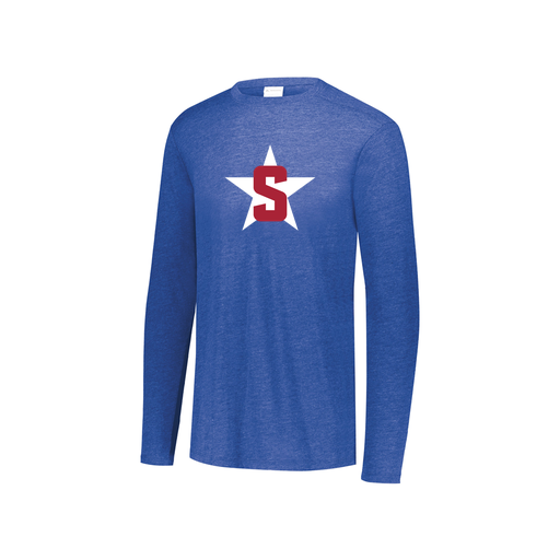 [FTLCUBRY-YS-LOGO2] Decker Youth Tri-Blend T-Shirt - Long Sleeve (Youth S, Royal, Logo 2)