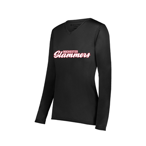 [222824.080.S-LOGO1] Ladies LS Smooth Sport Shirt (Female Adult S, Black, Logo 1)