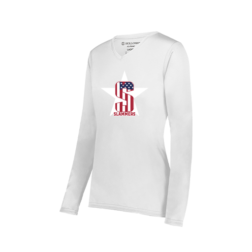 [222824.005.S-LOGO3] Ladies LS Smooth Sport Shirt (Female Adult S, White, Logo 3)