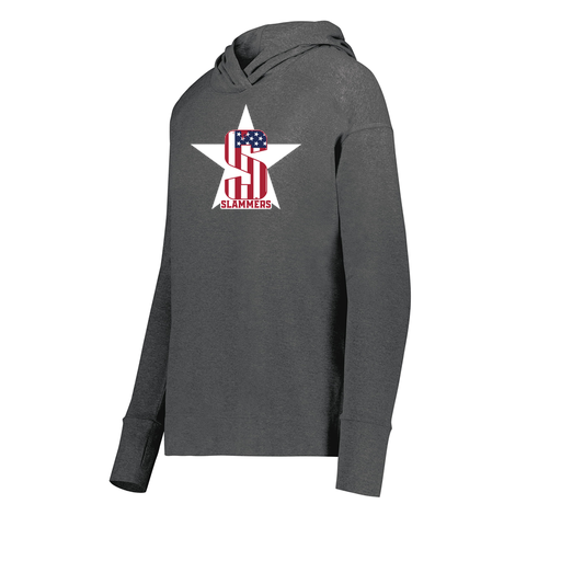 [222798-GRY-FAXS-LOGO3] Ladies Ventura Thin Knit Hoodie (Female Adult XS, Gray, Logo 3)