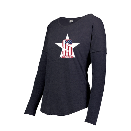 [3077.72N.XS-LOGO3] Ladies LS Ultra-blend T-Shirt (Female Adult XS, Navy, Logo 3)