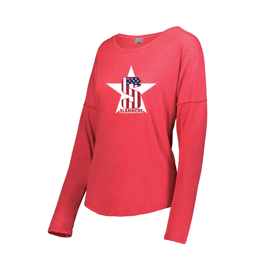 [FTLCUBRD-FAXS-LOGO3] Decker Women's Tri-Blend T-Shirt - Long Sleeve (Female Adult XS, Red, Logo 3)
